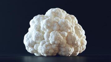 Minimalistic cauliflower against a plain black background. photo