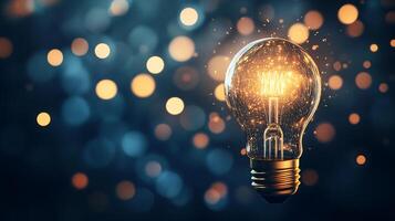 Exquisite light bulb with blurred bokeh backdrop. photo