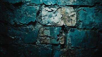 Old stone wall texture with teal shadows and highlights photo