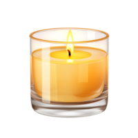 Minimalist Creamy Yellow Candle in a Stylish Glass Jar with a Lit Wick png