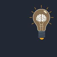 Light bulb with brain sketch, concept of a brilliant idea, minimalist with copy space vector