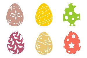 Set of Easter eggs on isolated background.Colored chicken eggs with ornament. vector