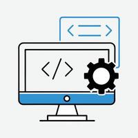 Computer Monitor with Code Brackets. vector