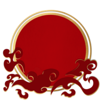 Elegant Chinese New Year Frame with Red and Gold Cloud Motifs png