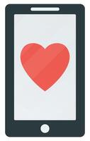 Red heart in mobile isolated on white background. vector
