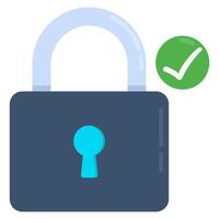 Flat icon of high security authentication locked results padlock isolated on white background. vector