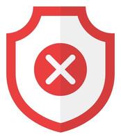 Flat icon of shield error caution isolated on white background. vector