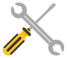 Wrench and screwdriver flat icon isolated on white background. vector