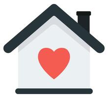 Heart with home flat icon isolated on white background. vector