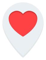 Map point with a heart flat icon isolated on white background. vector
