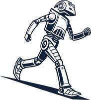 Robot running cybernetic athlete sleek mechanical design. vector