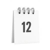 A minimalistic desk calendar displaying the date twelve, perfect for office decor. png