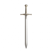 A detailed medieval sword with intricate design and sharp blade. png