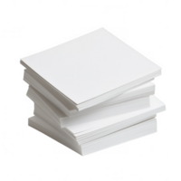 A neat stack of blank white papers ready for printing and documentation purposes. png