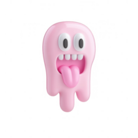 A playful pink ghost character with big eyes and a silly expression for creative projects. png