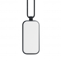 A sleek, modern tag design with a blank white surface for customization. png
