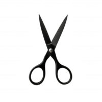 A pair of black scissors, ideal for various cutting tasks and creative projects. png