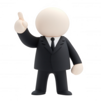 A simple cartoon character in a suit, giving a thumbs up gesture to express approval. png
