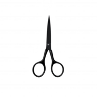 A pair of sleek, black scissors on a plain background, ideal for crafting or sewing. png