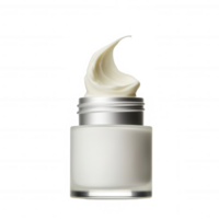 A stylish cream jar with a swirl of cream, representing beauty and skincare. png