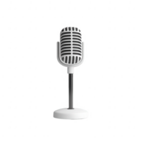 Classic microphone on a stand ready for recording or performance, ideal for audio projects. png