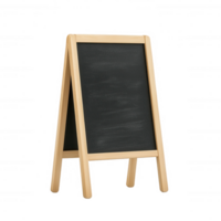 An empty blackboard stand ready for creative ideas and messages in any setting. png
