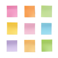 Colorful sticky notes arranged in a grid for organization and brainstorming ideas. png