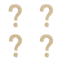 Four creative question marks made of a textured material on a transparent background. png