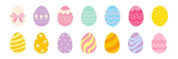 A collection of colorful Easter eggs with different patterns and designs vector