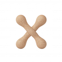 Natural wood toy shaped like a cross for pets to chew and play with happily. png
