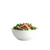 Fresh vegetable salad in a white bowl, vibrant colors and healthy ingredients. png