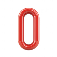 Stylized red number zero in a modern design, perfect for artistic and graphic compositions. png