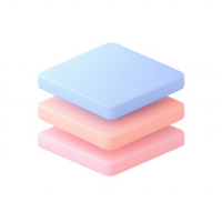 Three smooth pastel layers stacked, showcasing depth and modern design elements. png