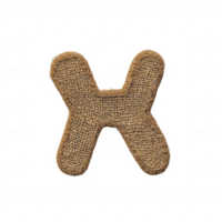 Unique burlap letter 'X' with textured fabric for creative design projects. png