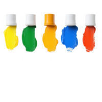 Vibrant paint colors arranged neatly in a row for creative projects and art. png