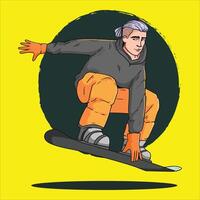 a man on a snowboard doing a trick vector