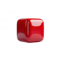 A glossy red cube with a shiny surface and smooth edges, perfect for design projects. png