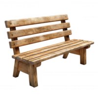 A rustic wooden bench designed for outdoor seating and relaxation. png