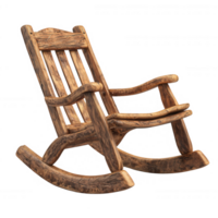 A rustic wooden rocking chair, perfect for relaxation and comfort in any setting. png