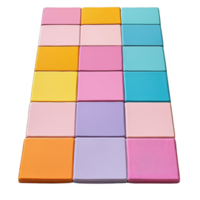 Colorful, soft foam tiles arranged in a modern, playful pattern for creative spaces. png