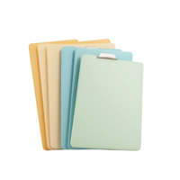 Colorful folder stack for organized documents and paperwork in an office setting. png