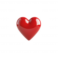 Shiny red heart symbolizing love, passion, and affection in a simple design. png
