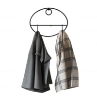 Stylish kitchen towels hanging on a modern holder, enhancing home decor and functionality. png
