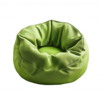 Stylish green bean bag chair, perfect for casual lounging or adding comfort to spaces. png