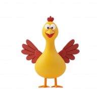 A cheerful cartoon chicken with bright colors and friendly expression. png