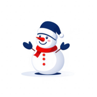 A cheerful snowman wearing a blue hat and red scarf, spreading winter joy. png