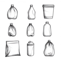 A collection of different types of empty plastic bottles and containers. png