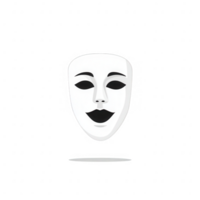 A simple white mask symbolizing mystery and art in expressive performance. png