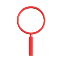 A red magnifying glass symbolizing search and exploration in digital spaces. png