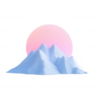 A serene mountain range under a soft pastel sun, creating a calming atmosphere. png